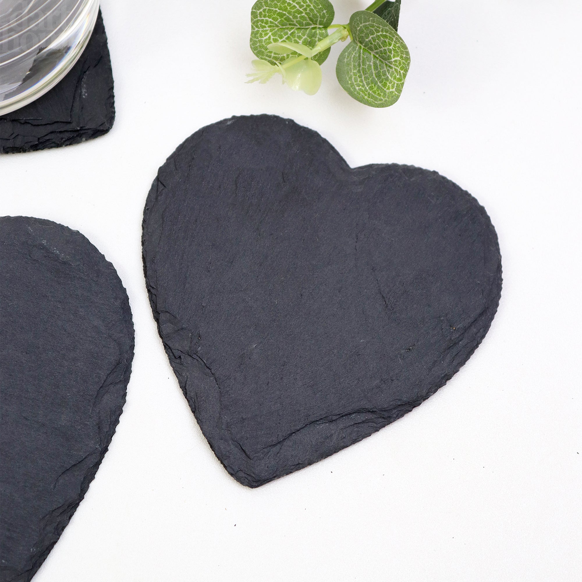 Set Of 8 Love Heart Slate Coasters