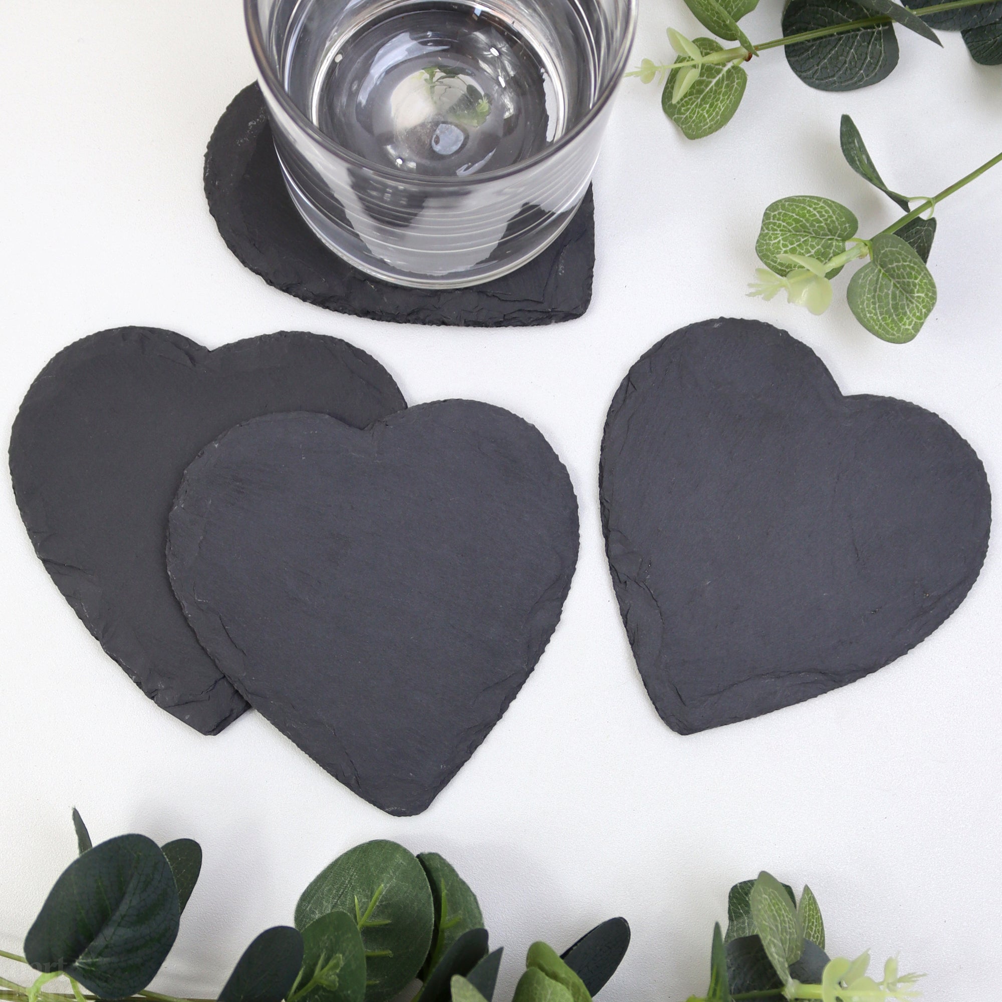 Set Of 8 Love Heart Slate Coasters