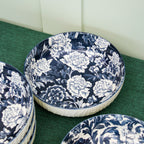 Set Of 6 Blue & White Floral Pasta Bowls