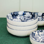 Set Of 6 Blue & White Floral Pasta Bowls
