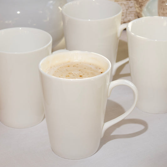 Set Of 4 Tall White Latte Mugs