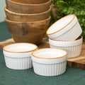 Set Of 4 Ribbed Stoneware Ramekins