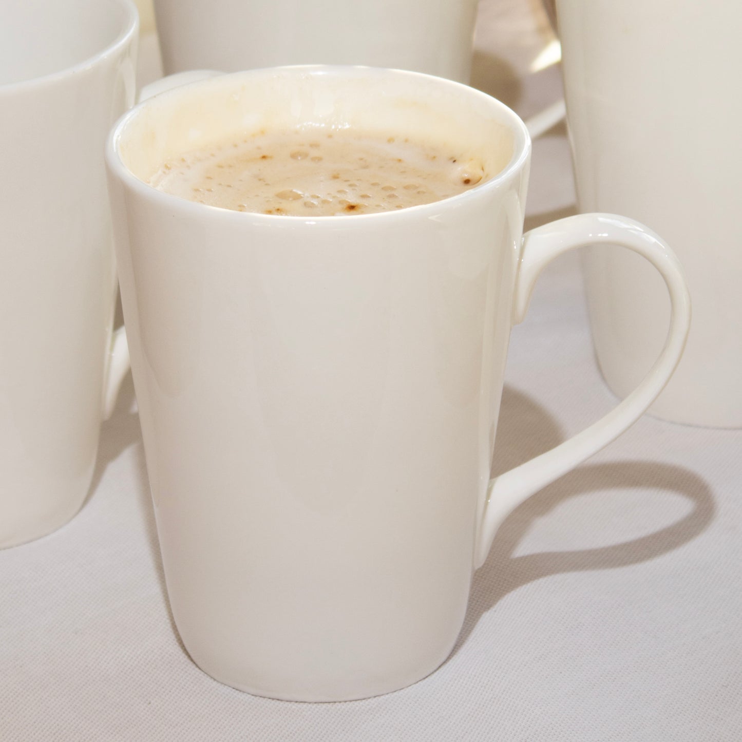 Set Of 4 Tall White Latte Mugs