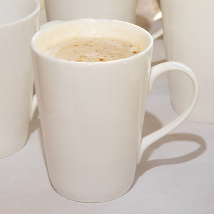 Set Of 4 Tall White Latte Mugs