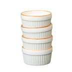 Set Of 4 Ribbed Stoneware Ramekins