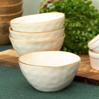 Set Of 4 Hammered Stoneware Cereal Bowls