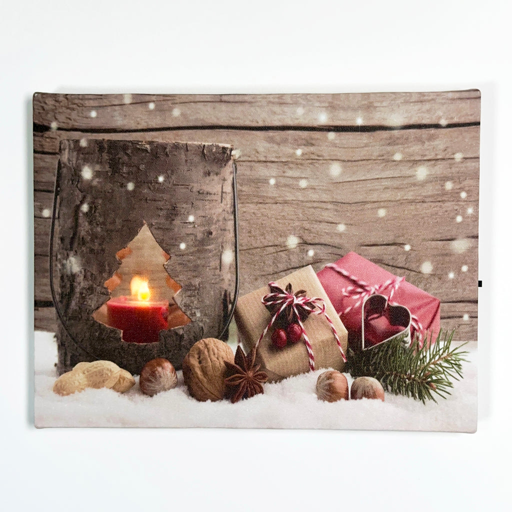 LED Flickering Christmas Candle Canvas Art