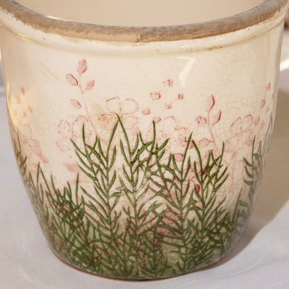 Round Pink Wild Garden Plant Pot