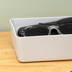 Set Of 4 Textured White Slim Rectangle Studio Baskets