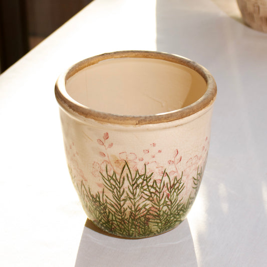 Round Pink Wild Garden Plant Pot