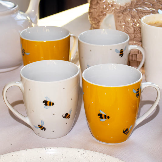 Set of 4 Sweet Bee Mugs