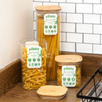 Set Of 3 Pebbly Bamboo Lid Glass Jars