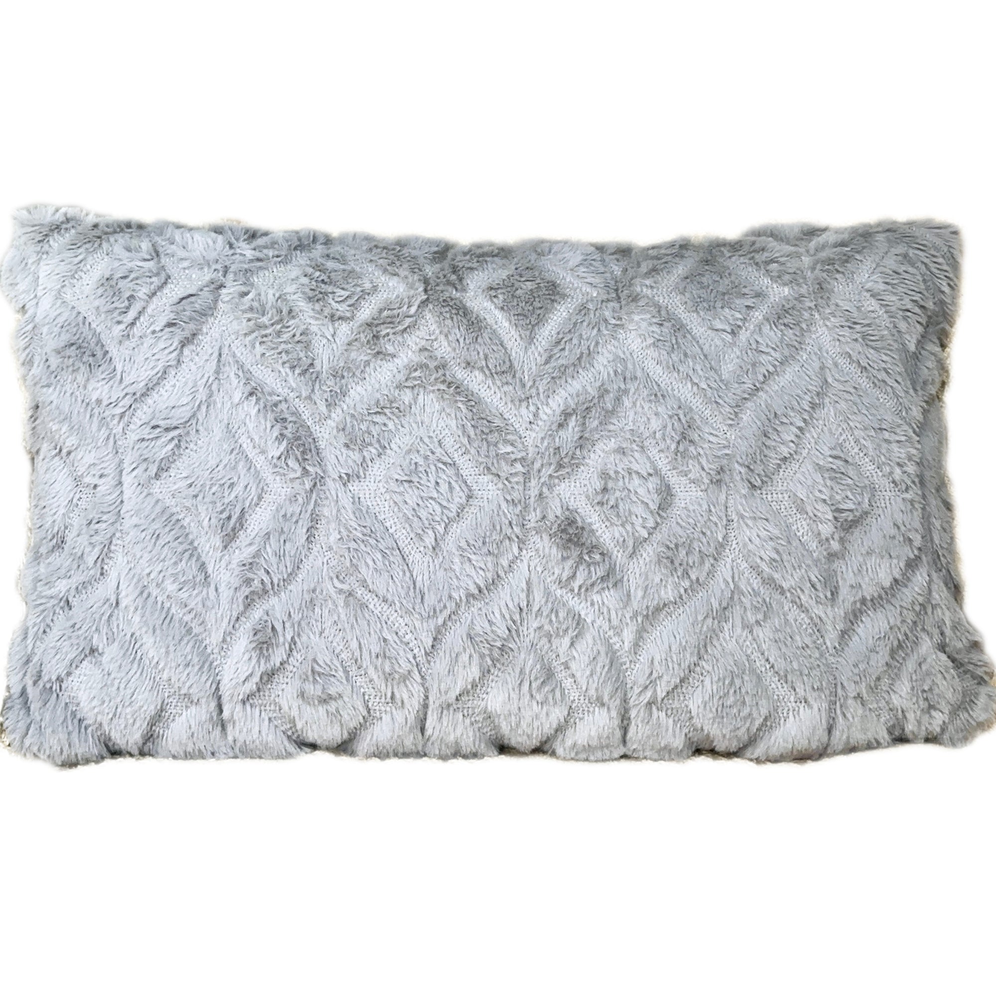 Grey Diamond Plush Cushion 50x30cm