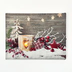 Christmas Berry Candles Canvas Wall Art