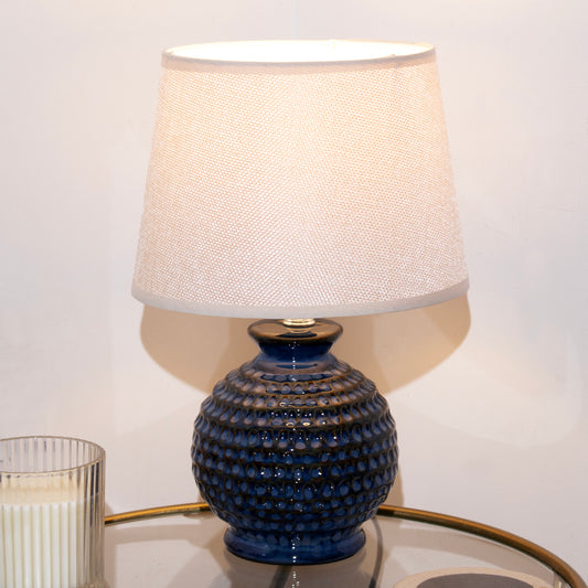 Blue Patterned Ceramic Ball Table Lamp