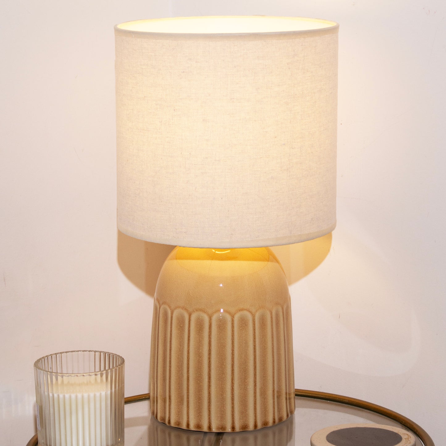 Brown Crackle Glaze Table Lamp