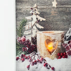 Christmas Berry Candles Canvas Wall Art