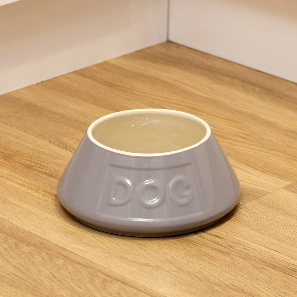 Grey Stoneware Non-Tip Dog Bowl