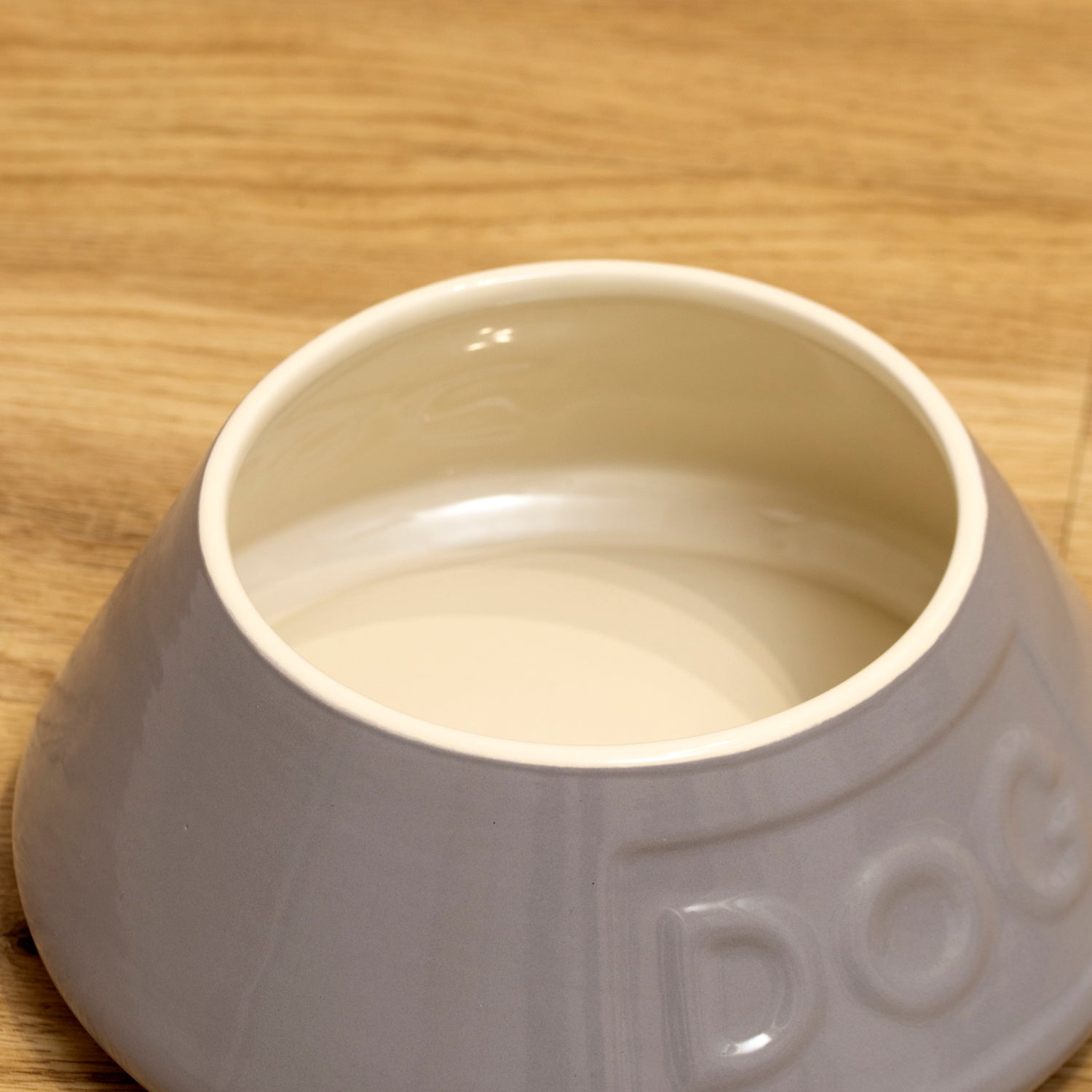 Grey Stoneware Non-Tip Dog Bowl