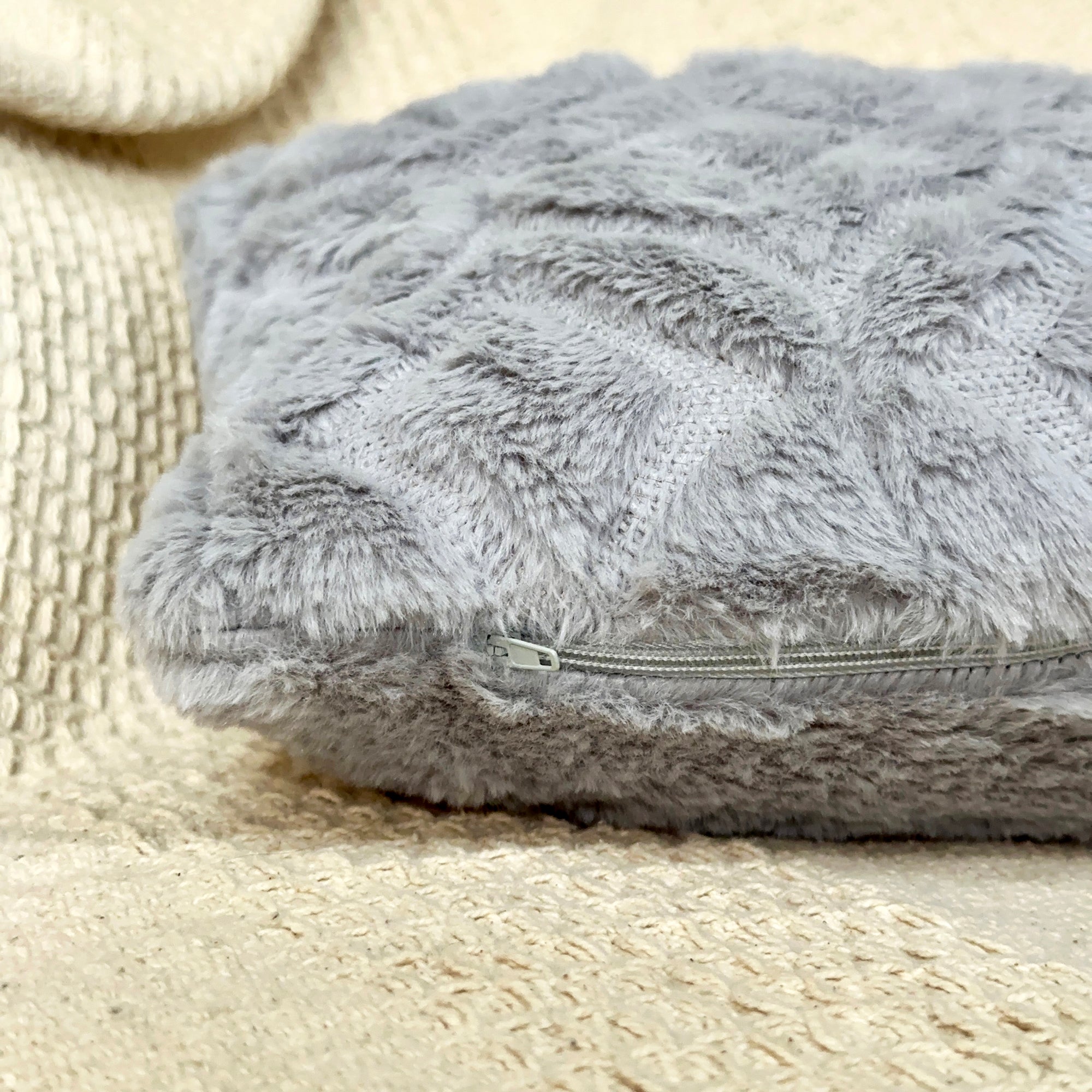 Grey Diamond Plush Cushion 50x30cm