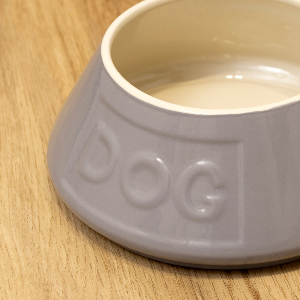 Grey Stoneware Non-Tip Dog Bowl