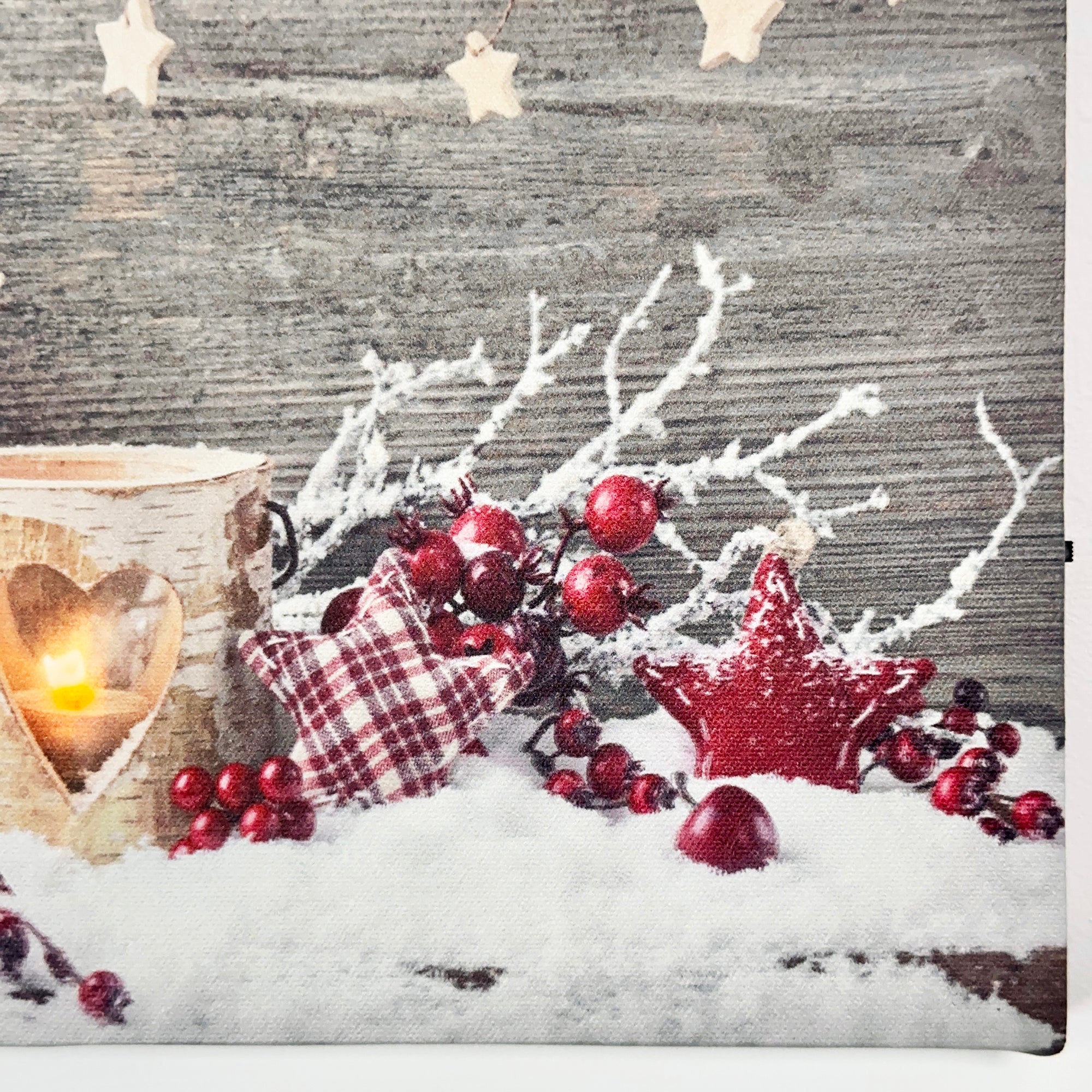 Christmas Berry Candles Canvas Wall Art