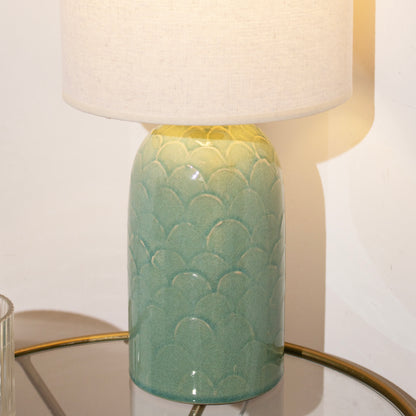 Teal Scale Crackle Glaze Table Lamp