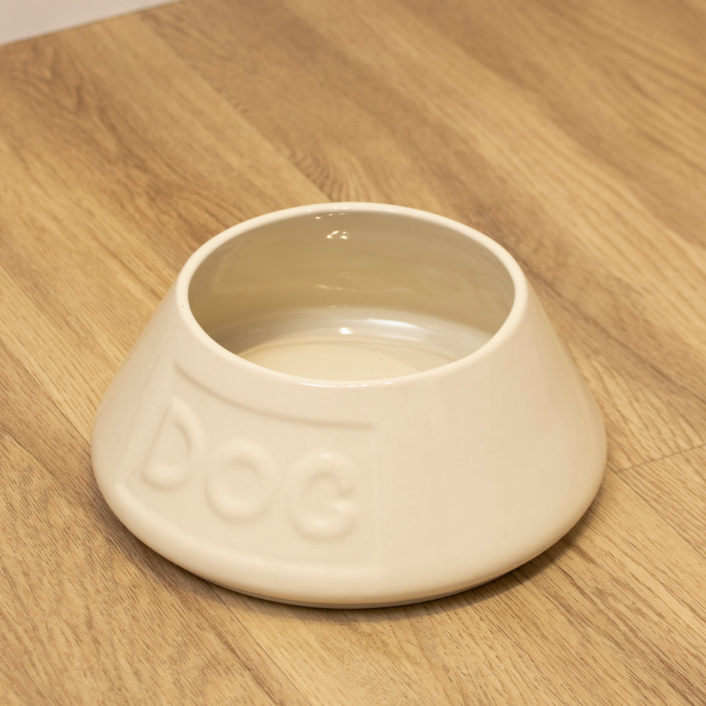 Cream Stoneware Non-Tip Dog Bowl