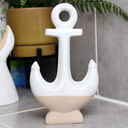 White Ceramic Anchor Ornament