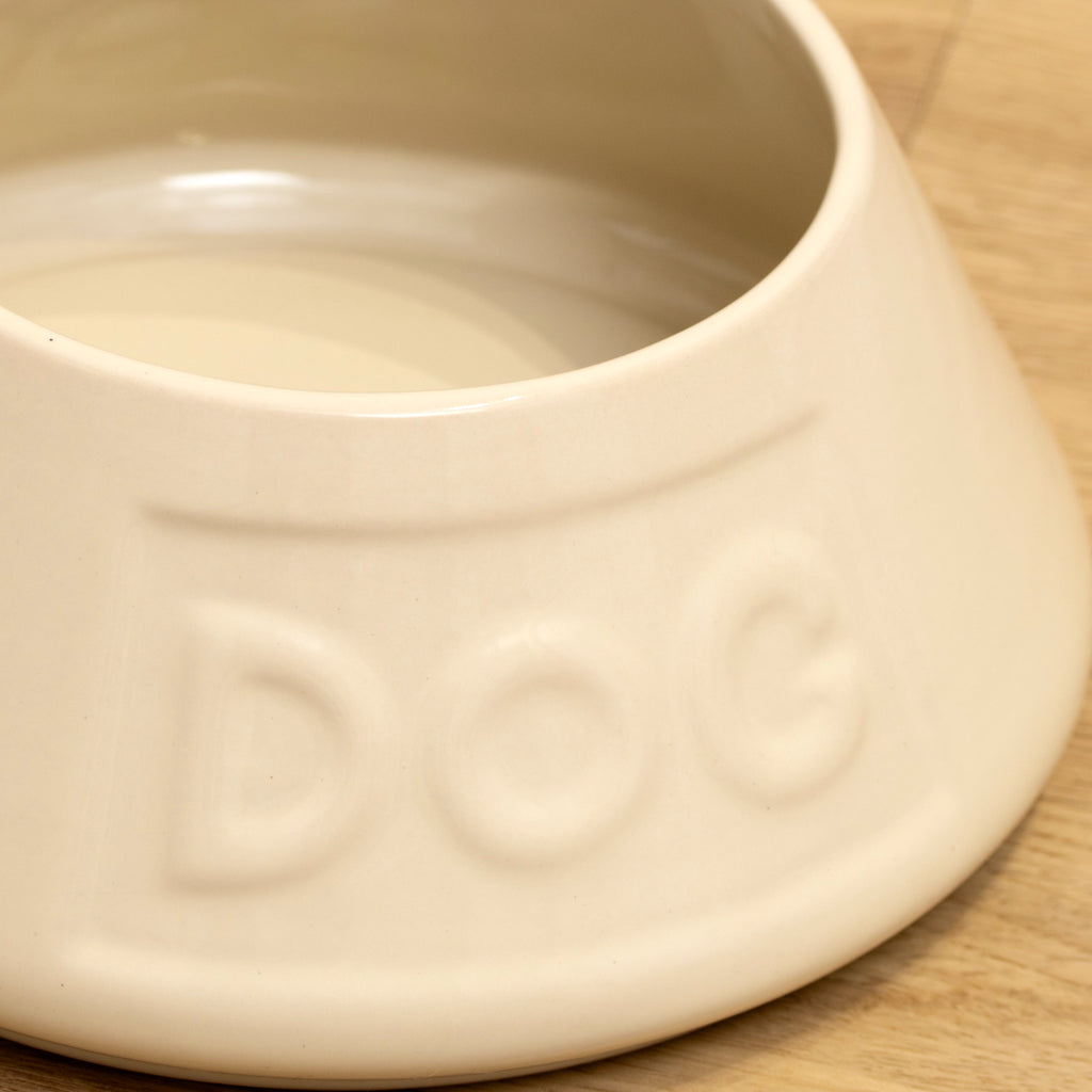 Cream Stoneware Non-Tip Dog Bowl