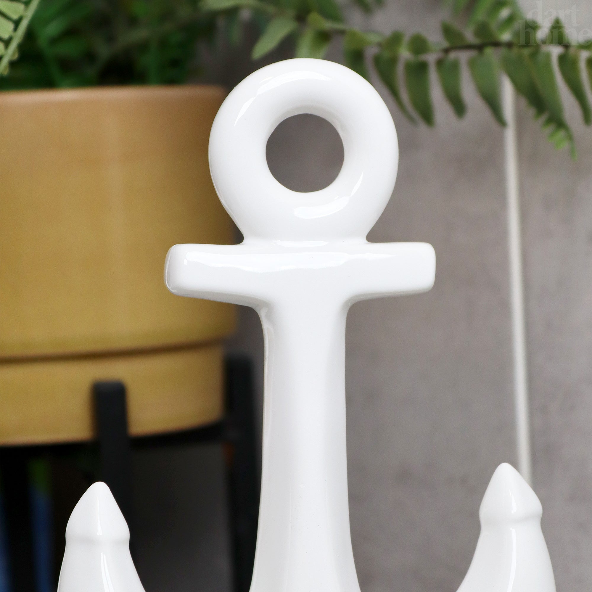 White Ceramic Anchor Ornament