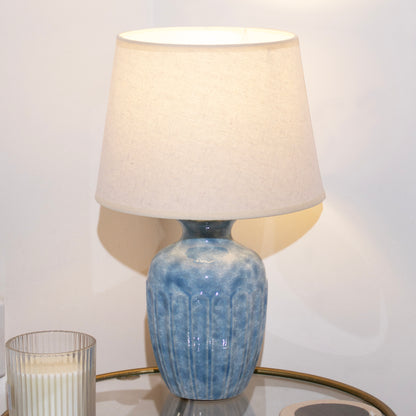 Blue Fluted Urn Ceramic Glaze Table Lamp