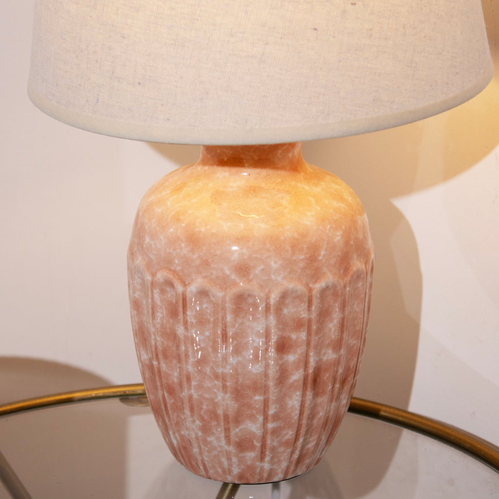 Pink Fluted Urn Ceramic Glaze Table Lamp