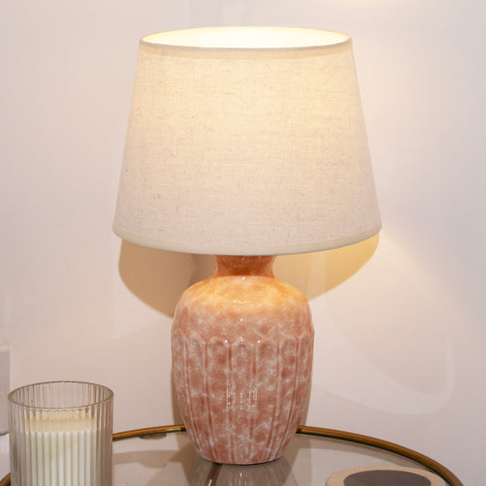 Pink Fluted Urn Ceramic Glaze Table Lamp