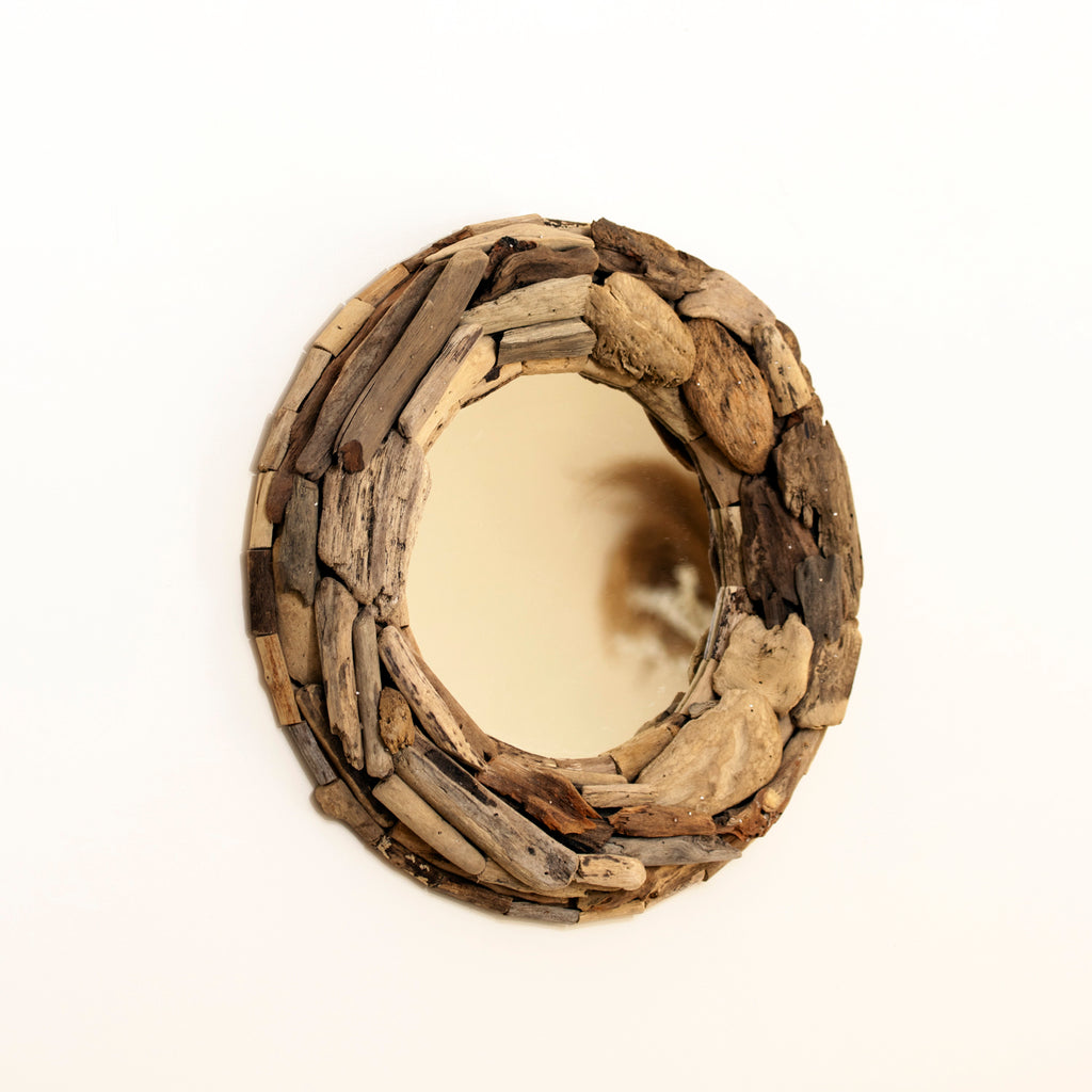 Round Teak Root Wall Mirror