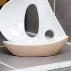 White Ceramic Sail Boat Ornament