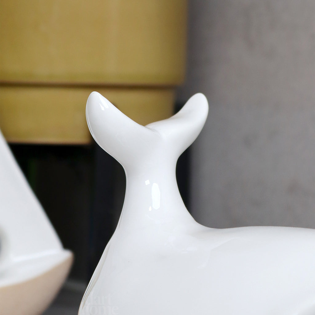 White Ceramic Whale Ornament