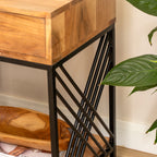 Acacia Wood & Iron 1 Drawer Side Table