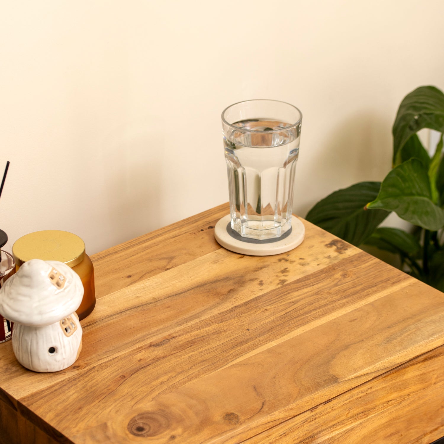 Acacia Wood & Iron 1 Drawer Side Table