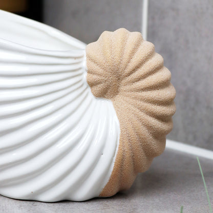White Ceramic Ammonite Vase
