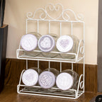 White Heart Lattice 6 Jar Spice Rack
