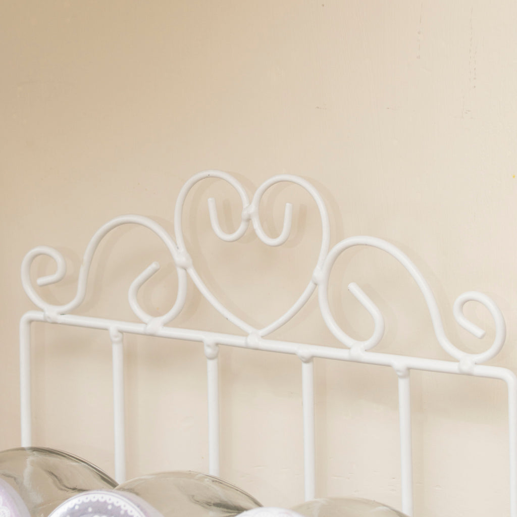 White Heart Lattice 6 Jar Spice Rack