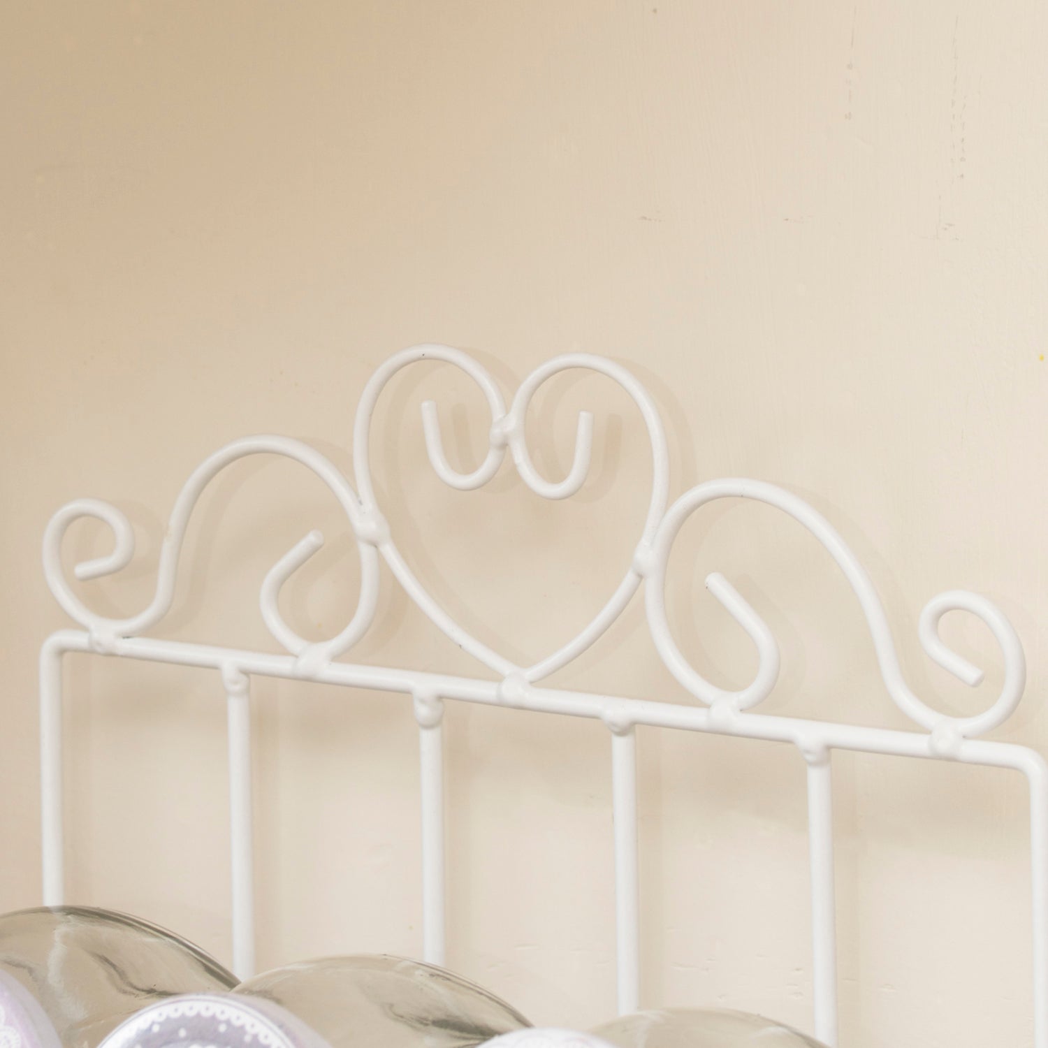 White Heart Lattice 6 Jar Spice Rack