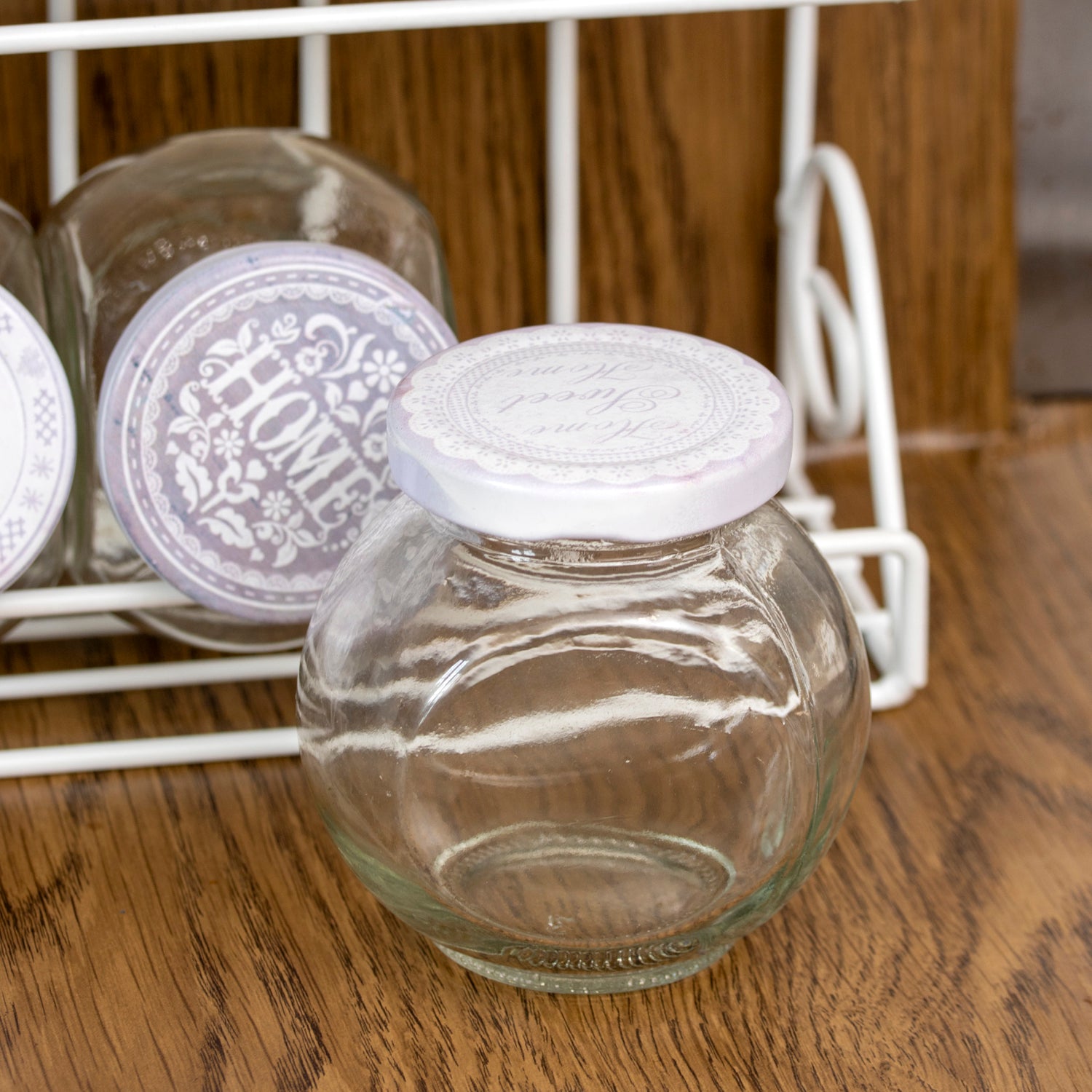White Heart Lattice 6 Jar Spice Rack
