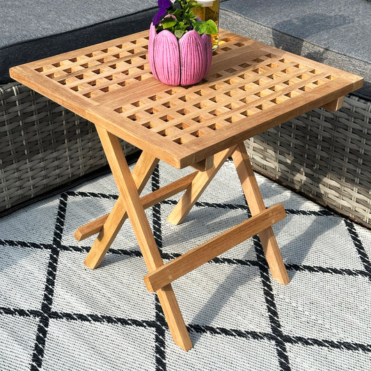Quadratischer klappbarer Picknicktisch aus Teakholz