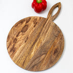 Round Carved Chopping Boards Brown Mango Wood