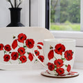 Red Poppy Mug Coaster And Tray Set