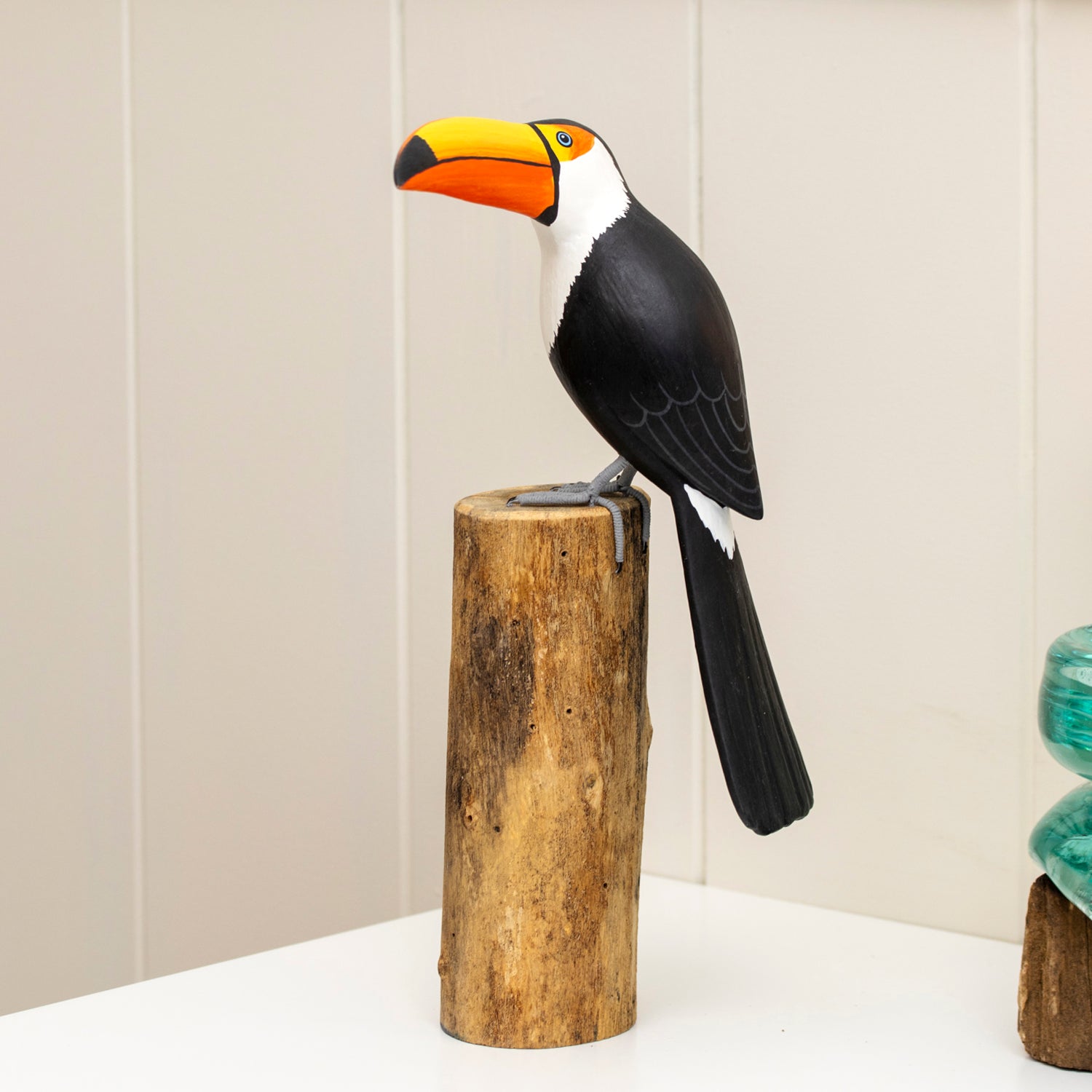 Toucan On Teak Root Perch Sculpture