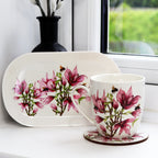 Pink Magnolia Mug Coaster And Tray Set