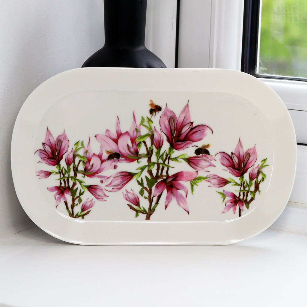 Pink Magnolia Mug Coaster And Tray Set